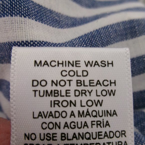 New Love Tree Chambray High Rise Paper Bag Shorts w/ Pockets L Large Blue White - Picture 9 of 9